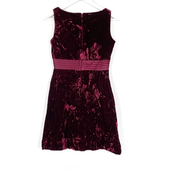 Vintage Maroon Crushed Velvet Dress Size 2 - Picture 3 of 7